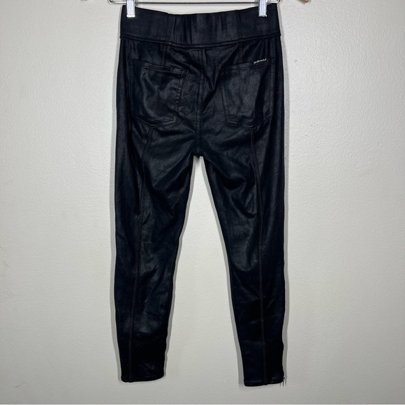 7 for all Mankind Black Faux Leather Pull On Leggings Pants Ankle Zipper - Picture 7 of 9